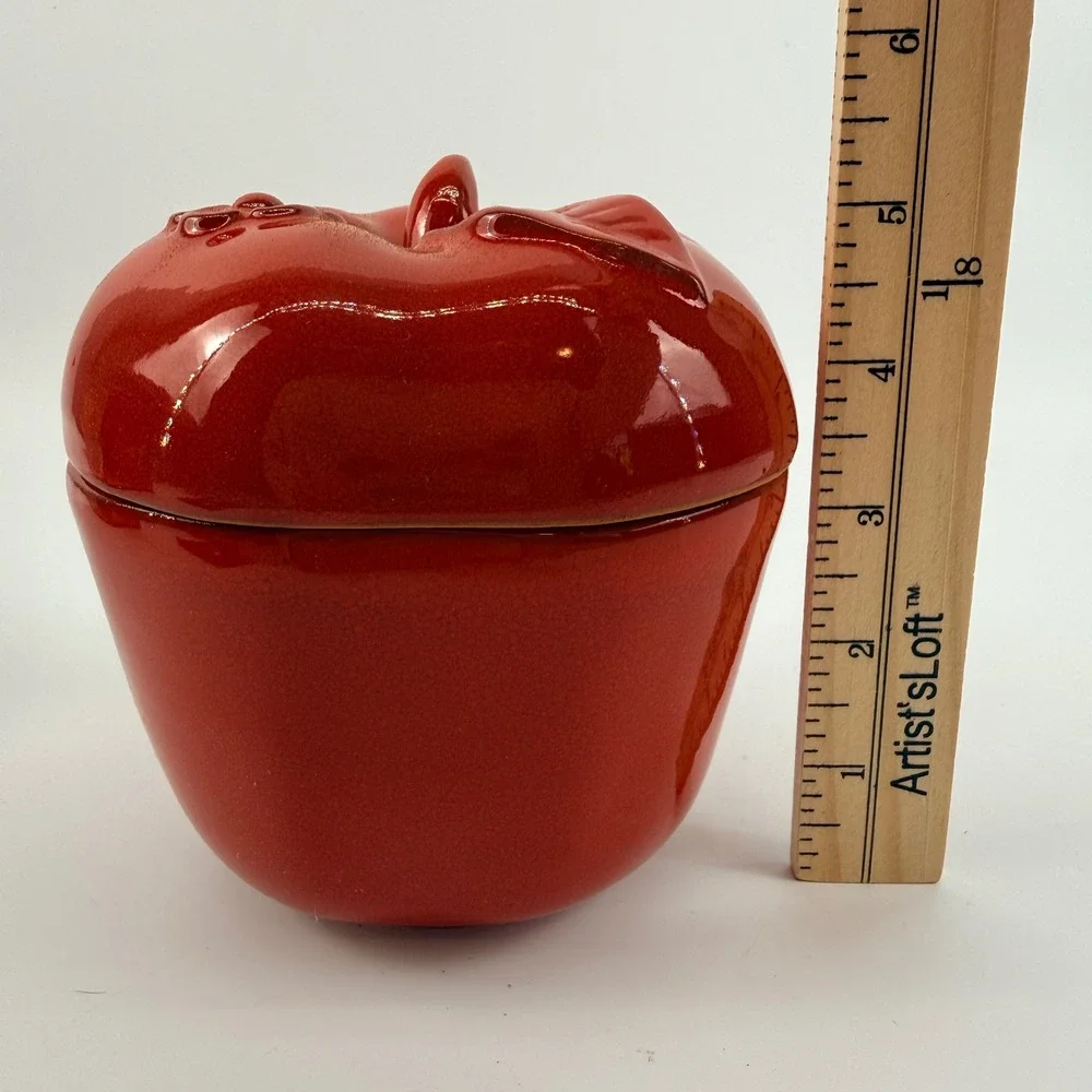 NOS German Ceramic Bratapfel Apple Baker Red Oven Baker w/ Original Box